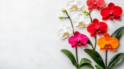 Vibrant Tropical Orchids Against Light Background
