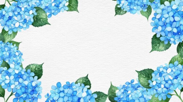 Hydrangea Watercolor Frame - Blue Floral Design