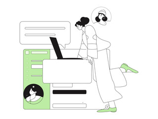 Personnel doing job interview flat vector concept operation hand drawn illustration
