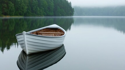 Obraz premium Serene Fog Over Wetland Waterway at Dawn