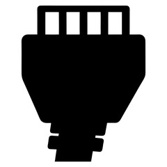 ethernet cable vector silhouette icon - ideal for business, office, or remote work graphics.