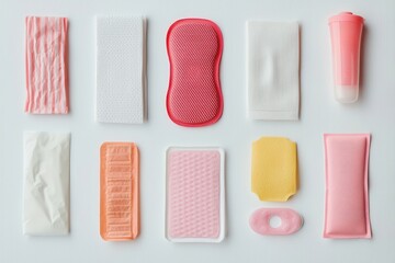 Menstrual Products Display on White Background