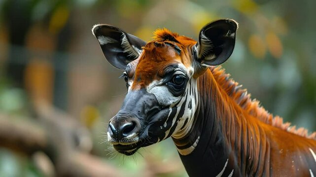 Okapi Portrait: A Stunning Close-up of this Rare African Mammal