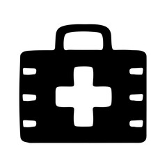 office first aid kit vector silhouette icon - ideal for business, office, or remote work graphics.