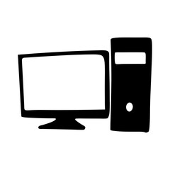 office computer vector silhouette icon - ideal for business, office, or remote work graphics.