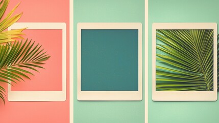 Nature Collage with Blank Frames and Green Backgrounds