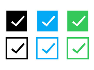 Click the check mark vector button, Vector Design Quality sign icon.  Checklist symbol. Check the green tick mark. green checkbox