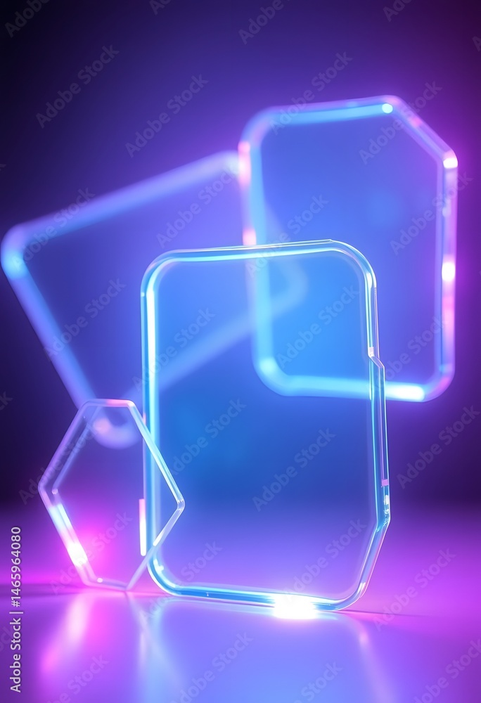 Leinwandbilder abstract glass shapes with glowing edges. soft focus creates an ethereal effect. light reflections d