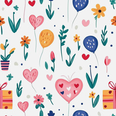 Memphis colorful style seamless pattern. Creative minimalist style art background for children or trendy design with basic shapes. Simple childish scribble backdrop white background