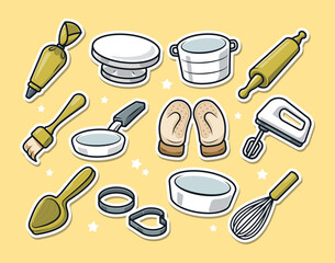 Bakery Tools Cartoon Illustration