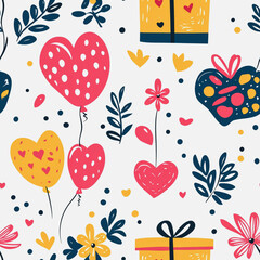 Memphis colorful style seamless pattern. Creative minimalist style art background for children or trendy design with basic shapes. Simple childish scribble backdrop white background