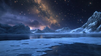 Ice landscape at night
