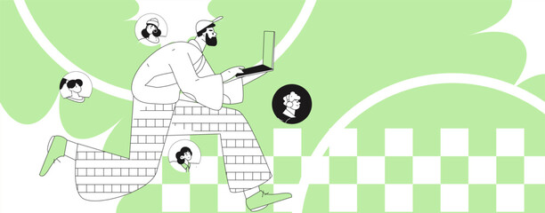 Personnel doing job interview flat vector concept operation hand drawn illustration
