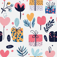 Memphis colorful style seamless pattern. Creative minimalist style art background for children or trendy design with basic shapes. Simple childish scribble backdrop white background