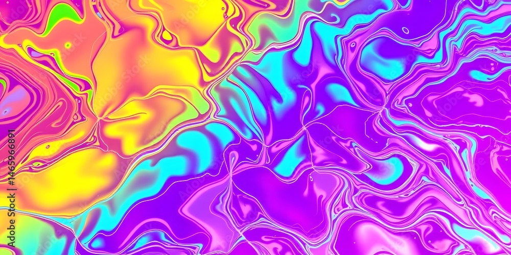 Fototapete Stunning Holographic Display Image, A Captivating 3d Effect With Vibrant Neon Hues And Complex Patterns. An Amazing Backdrop For Design Projects. Sharp And Luminous Lighting. Great Visual.