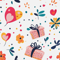 Memphis colorful style seamless pattern. Creative minimalist style art background for children or trendy design with basic shapes. Simple childish scribble backdrop white background