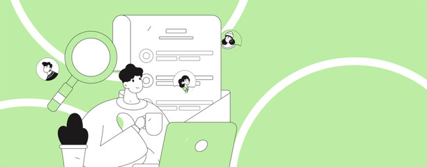 Personnel doing job interview flat vector concept operation hand drawn illustration
