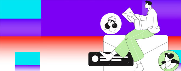 Personnel doing job interview flat vector concept operation hand drawn illustration
