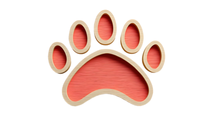 Wooden Paw Print Design with a Coral Background for Animal Lovers and Pet Enthusiasts