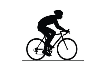 Fototapeta premium Cyclist silhouette. This image shows a silhouette of a cyclist in a racing position on a bicycle. Vector clipart illustration design.