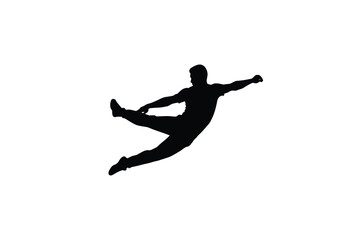 Parkour silhouette. This design shows a silhouette of a person performing parkour, also known as free running, in an athletic pose. Vector clipart illustration design.