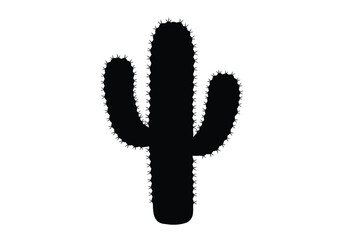 Cactus silhouette. This image shows a silhouette of a cactus with its characteristic spiky form, representing desert flora. Vector clipart illustration design.