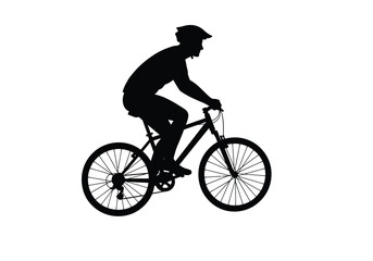 Fototapeta premium Biking silhouette. This image shows a cyclist in a crouched position on a bike, emphasizing the dynamic posture and motion of the sport. Vector clipart illustration design.