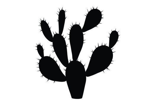 Nopal silhouette. This image shows a design of a nopal cactus silhouette, also known as prickly pear cactus. Vector clipart illustration design.