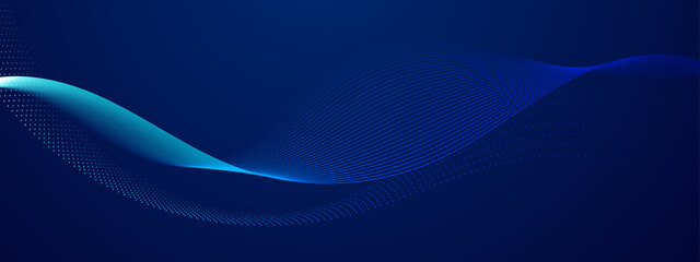 Blue abstract background with dotted and wavy lines. Perfect for modern web design, digital art projects, or technology related concepts. Vibrant and dynamic design.