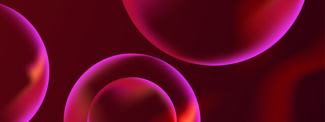 Three abstract pink and red spheres. Suitable for graphic design projects, backgrounds, presentations, and creative advertising materials.