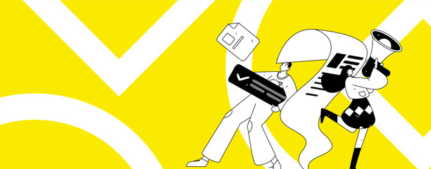 Personnel doing job interview flat vector concept operation hand drawn illustration
