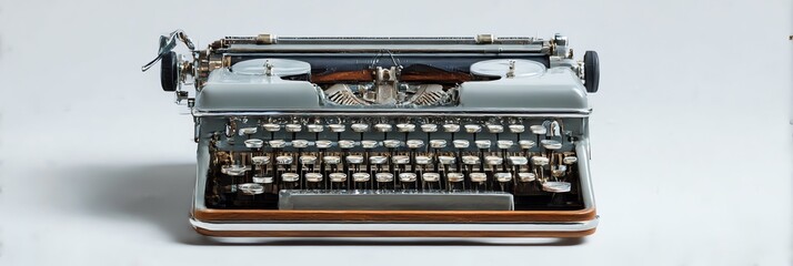 A vintage typewriter on a clean white background, evoking retro charm and nostalgia. Perfect for creative, historical, or hipster-themed projects. Isolated for easyA vintage typewriter on a clean  use