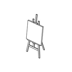 Minimalist line art of artist's easel with blank canvas