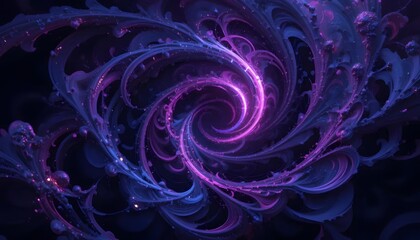 Swirling Fractal Vortex of Deep Purples and Blues with Glowing Highlights
