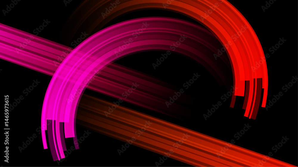 Poster red and pink abstract lines on a black background. suitable for vibrant backgrounds or artistic desi