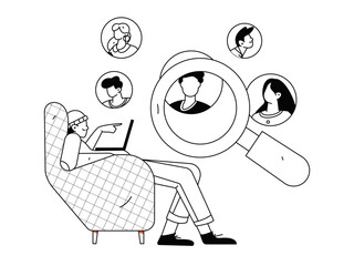 Personnel doing job interview flat vector concept operation hand drawn illustration
