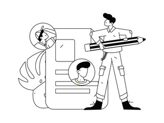 Personnel doing job interview flat vector concept operation hand drawn illustration
