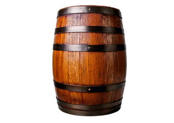 Authentic wooden barrel isolated on transparent or white background