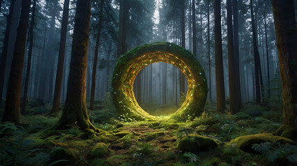 "A portal opens in a digital forest grove, revealing a realm of ancient magic reborn with AI"


