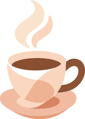 Flat Vector Coffee Cup Illustration – Soft Peach Color Minimalist Hot Drink Design