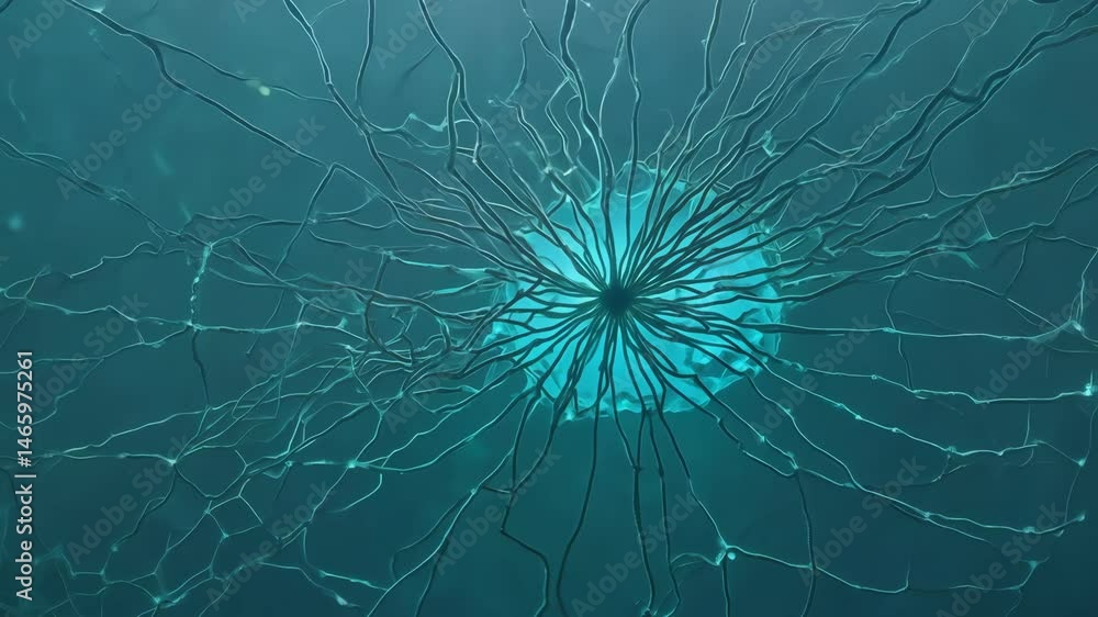 Poster neurons, brain cell connections abstract detailed neural network structure, science concept visualis