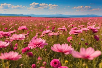 "Vibrant Spring Crocuses Bloom in a Sunny Mountain Meadow with Snowy Peaks in the Distance"
