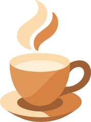 Creamy Coffee Cup Vector with Steam – Flat Style Hot Drink Illustration