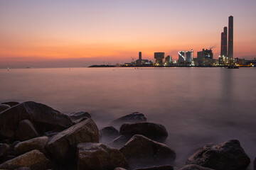 Beautiful sunset at Lamma Island, Hong Kong. Long Exposure