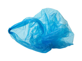 Fototapeta premium Transparent blue plastic bag isolated on a black background ready for waste or packaging.