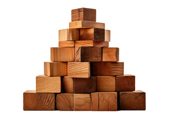 Fototapeta premium Wooden blocks stacked in a tower isolated on transparent or white background