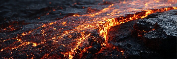 Witness the mesmerizing power of nature with this Ultra HD slow-motion footage of volcanic lava flowing, capturing every fiery detail in stunning 4K resolution