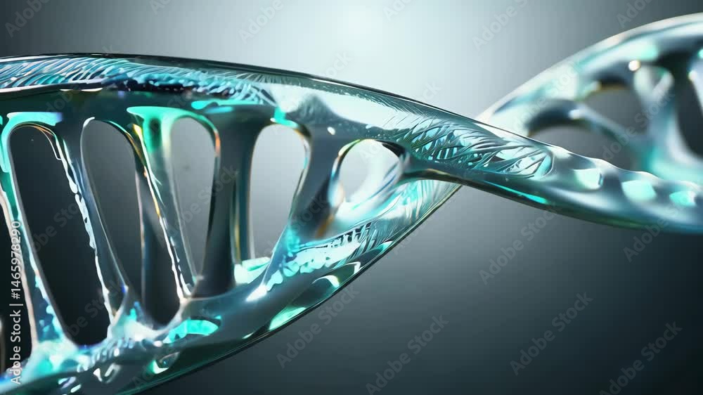 Poster abstract 3d render of a dna double helix structure close-up in 4k.