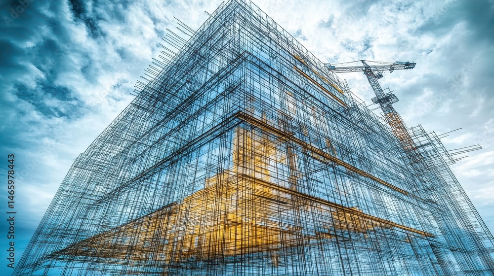 Poster abstract pyramidal composition against a backdrop of expressive