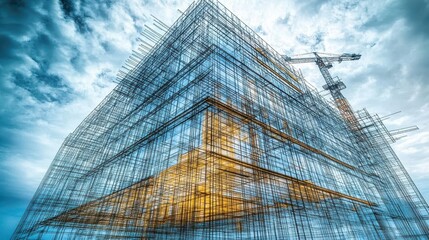 Abstract pyramidal composition against a backdrop of expressive 